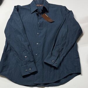 Perry Ellis Dark Blue Pinstripe Dress Shirt